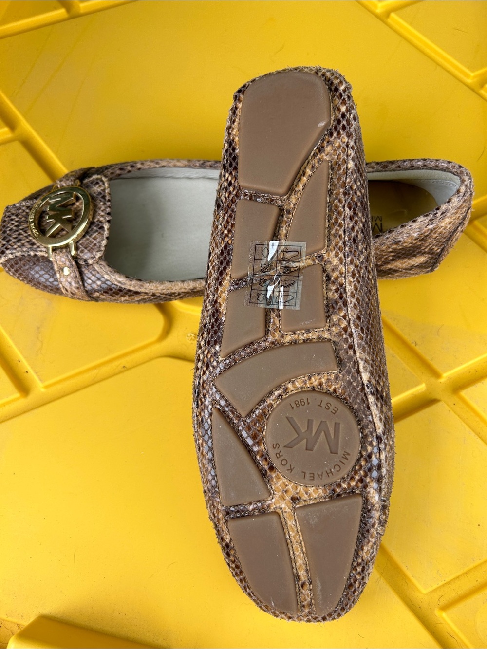 Michael Kors Gold-Accented Brown Snake-Print Ballet Flats - Picture 3 of 3